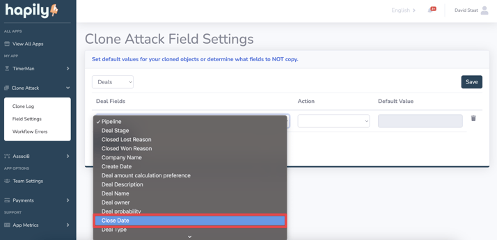 Clone Attack Increment Close Date