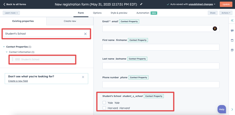 HubSpot Forms Registration Template