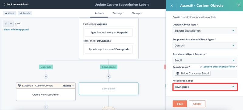 Zaybra Subscription downgrade label