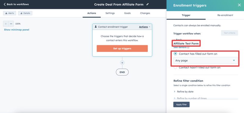 HubSpot create deal