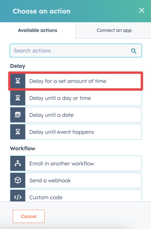 HubSpot Workflows delay action