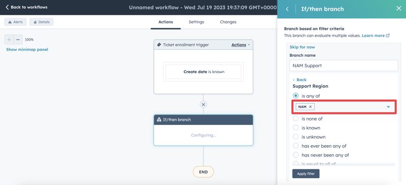 How to assign business profiles to tickets with a workflow