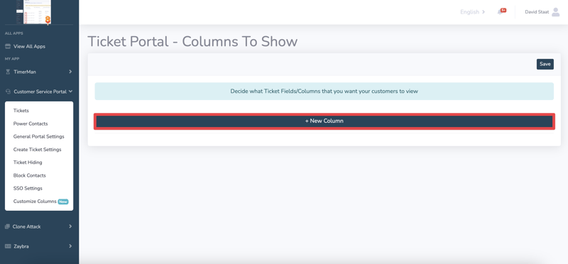 Customer Service Portal How to customize ticket Columns