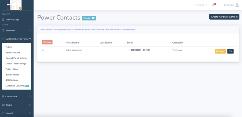 How to create a power contact in the customer service portal