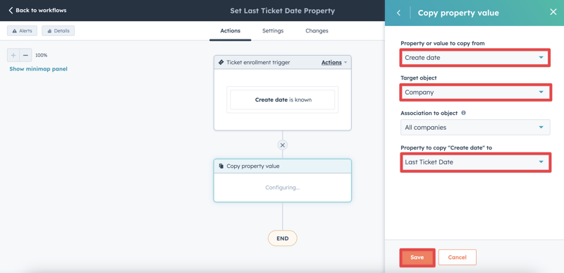 How to make a time between property in HubSpot