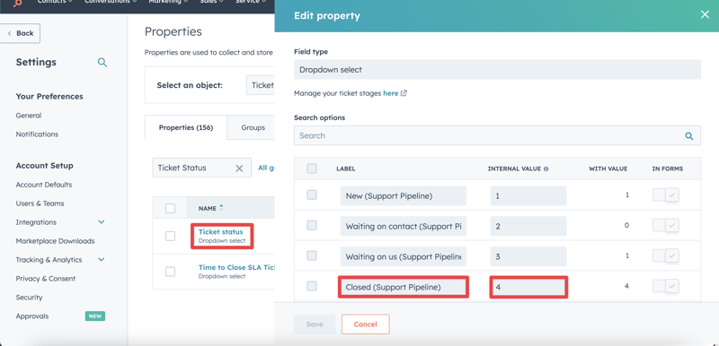 HubSpot how to hide tickets from a customer's view