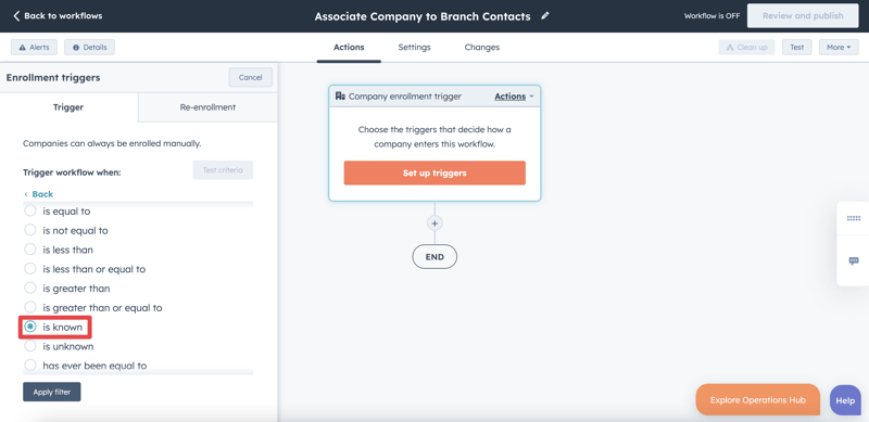 How to associ8 a company to its branch's contacts in HubSpot