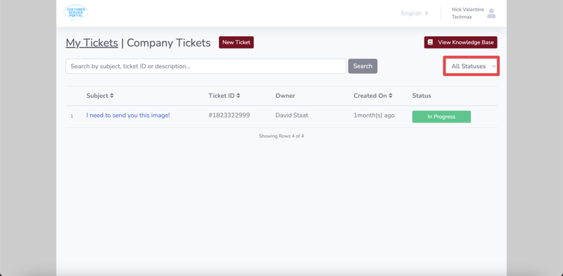 HubSpot How to filter tickets by status in the customer portal