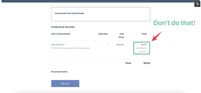 HubSpot quotes that create discounted stripe transactions