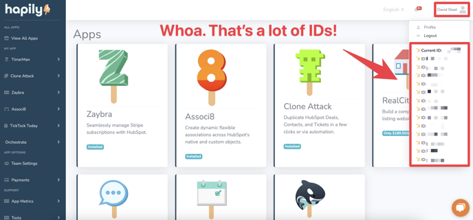 How do you change HubSpot instances in the hapily portal?