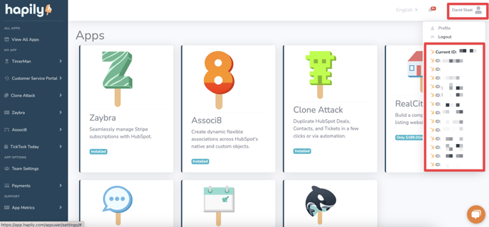 How do I connect multiple HubSpot accounts to the hapily portal?