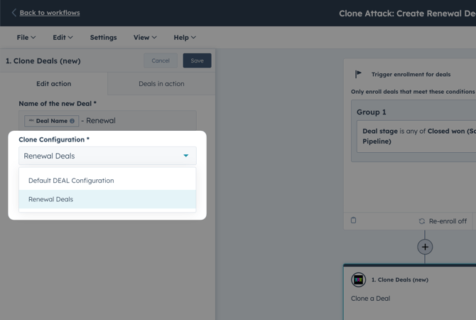 Select a Clone Configuration within the Clone Attack Workflow Action