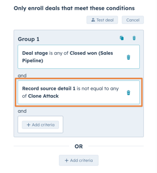 Enrollment exclusion filter