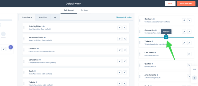 Adding a card to the right sidebar