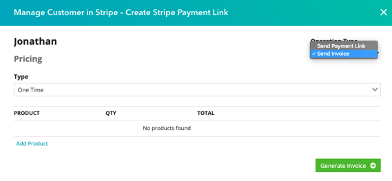 Choose payment link or invoice