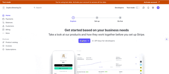 Finding your Stripe API keys