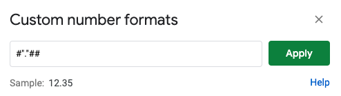 Applying the format in Google Sheets
