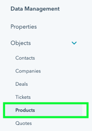 HubSpot Products settings