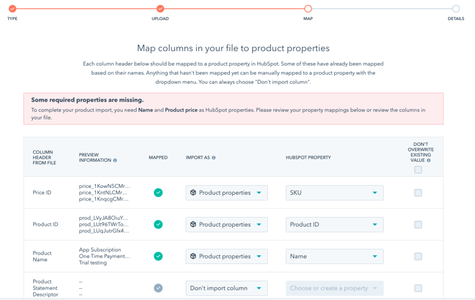 Column to property mapping