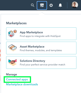 Connected Apps menu