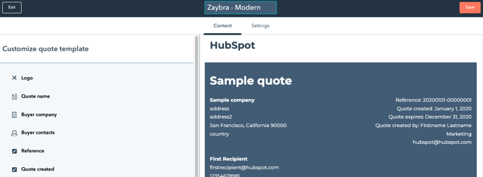 Naming and saving the quote