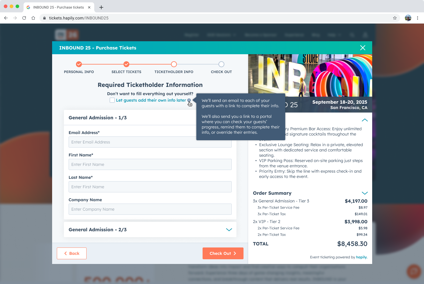 Ticket Listing - iFrame - Ticketholder Info - blank