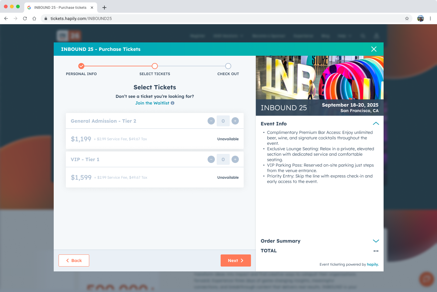 Ticket Listing - iFrame - Tickets - Wait List Link