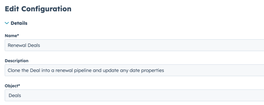 Configuration details form