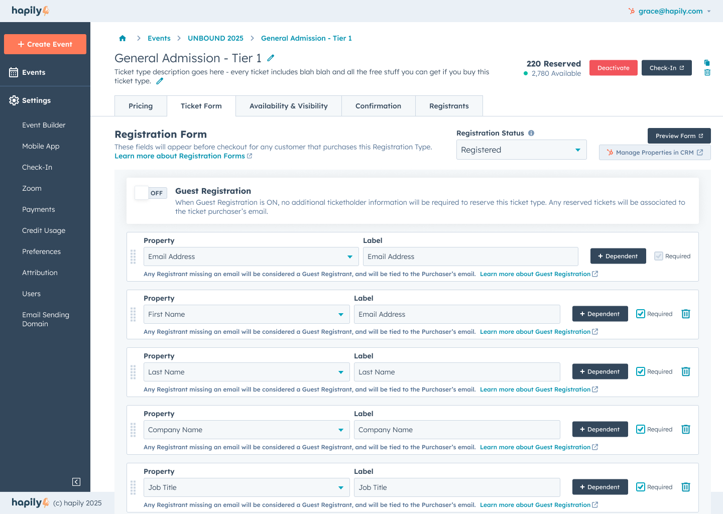 event - Admin - Ticket Type Record - Ticketholder Info Form v2