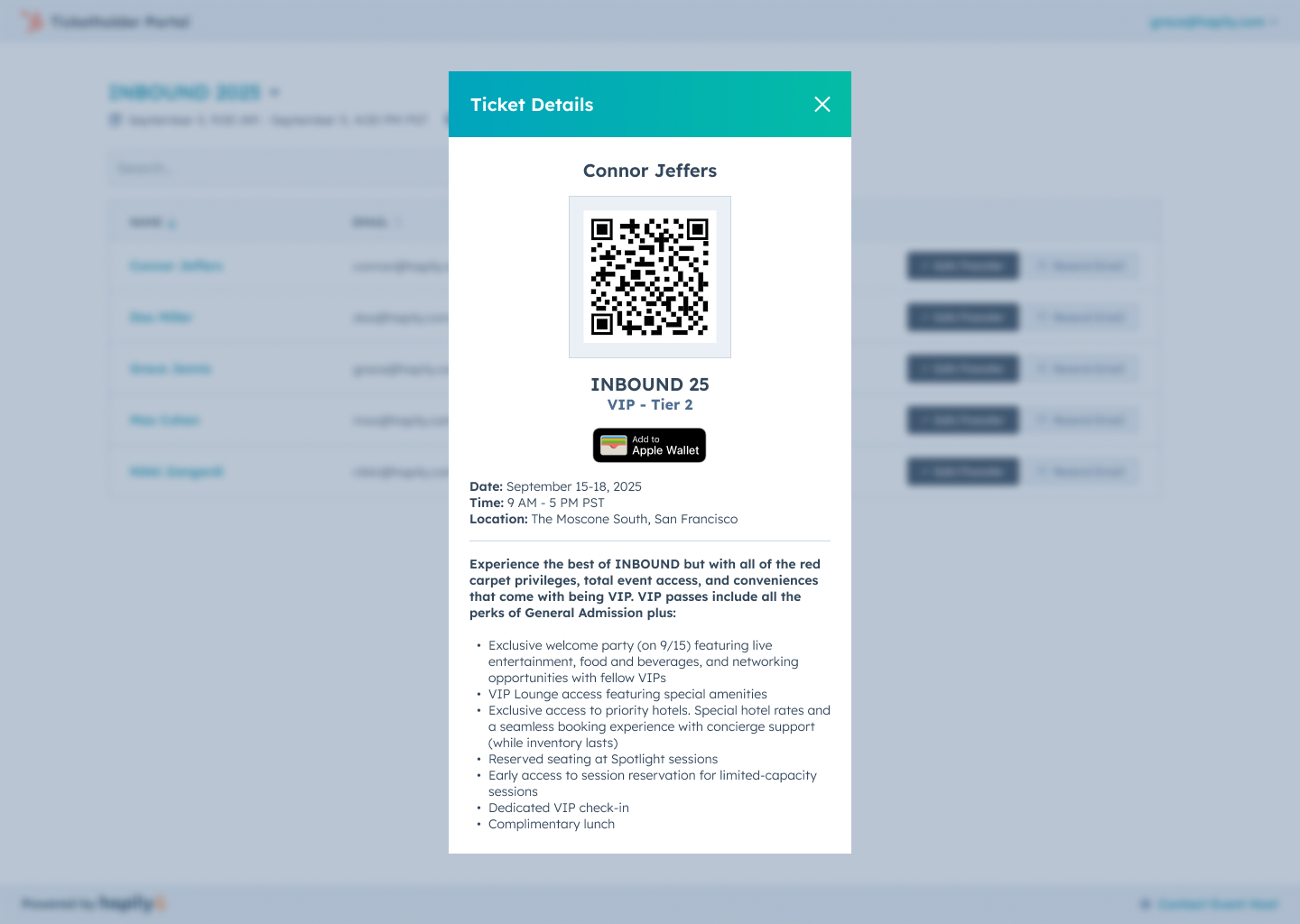 event - Ticketholder Portal - Desktop - View Ticket Modal