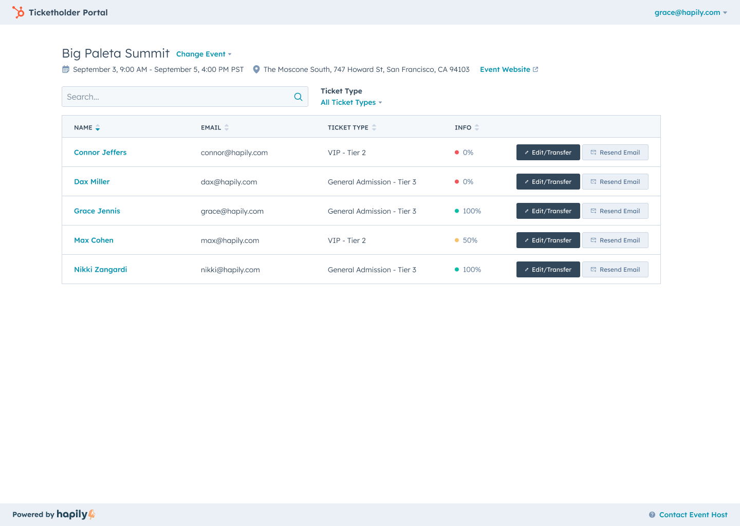 event - Ticketholder Portal - Desktop