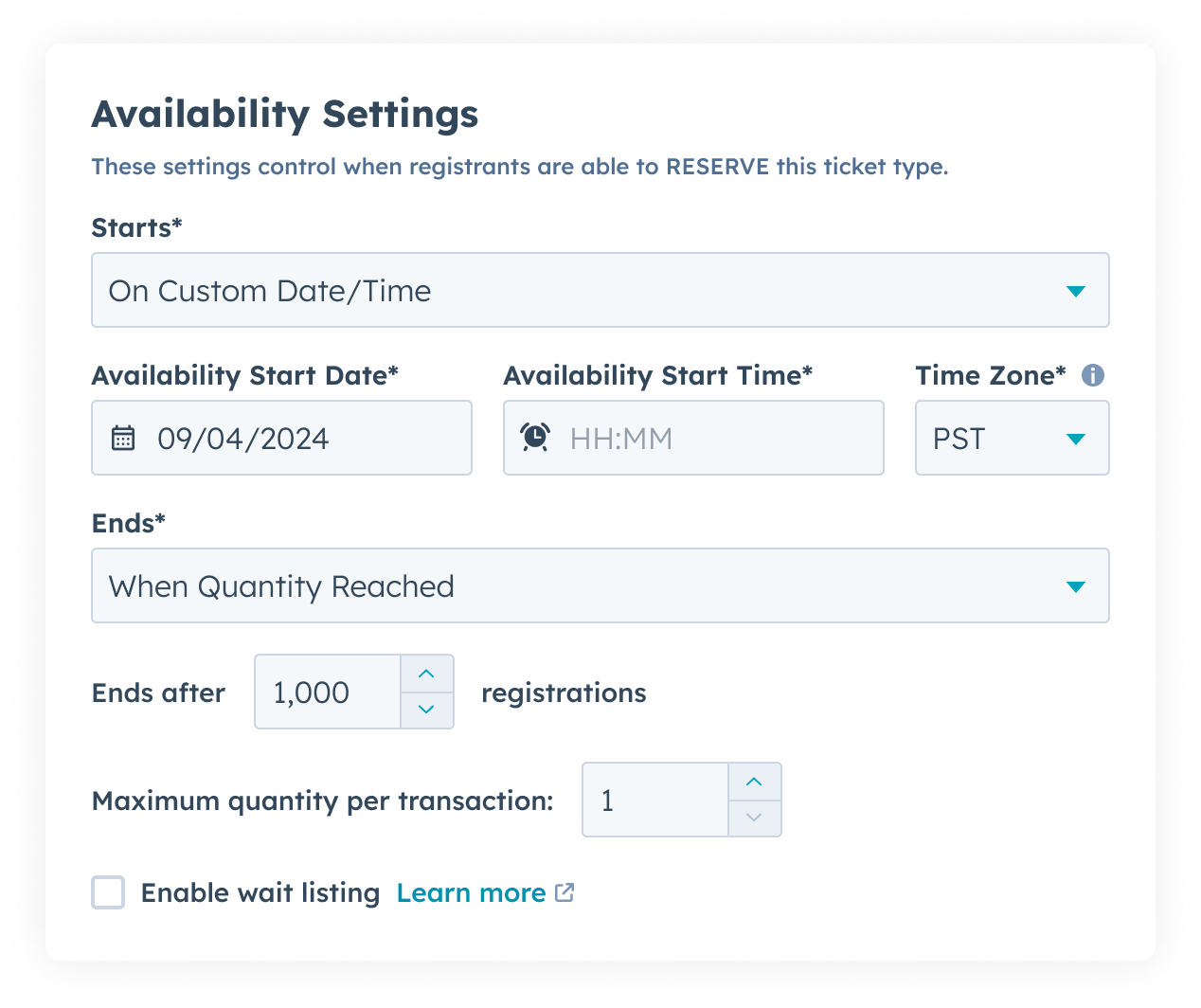 Availability Settings Only 2x