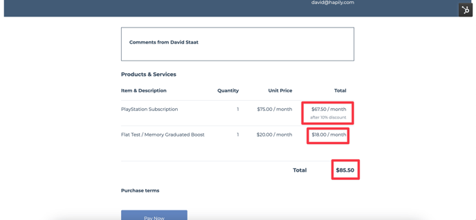 HubSpot apply discount to an entire quote