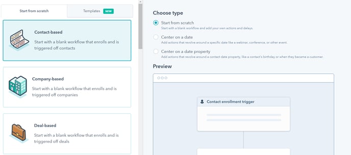 Creating a Contact-based workflow
