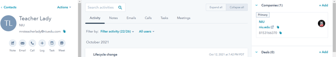 Contacts associated to NIU