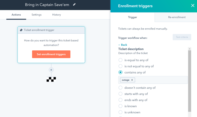 Ticket Description enrollment trigger