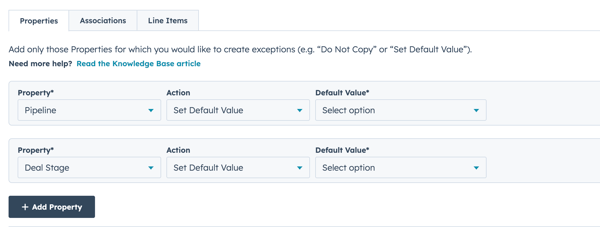 Setting default Pipeline and Deal Stage