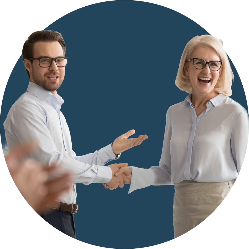 man introducing woman applause